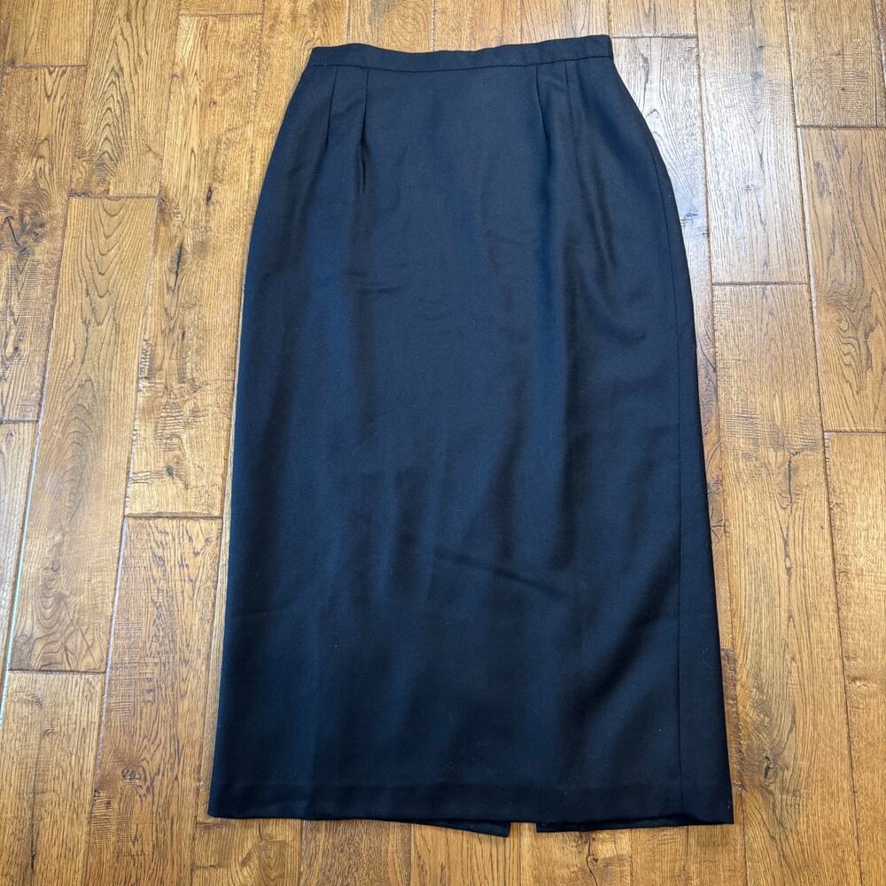 Vintage Joan Leslie 100% Wool Pencil Skirt Women’s 16 Black Classic Office - Picture 1 of 6